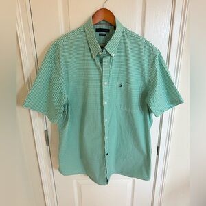 Tommy Hilfiger Green Plaid Casual Short Sleeve Button Down Shirt